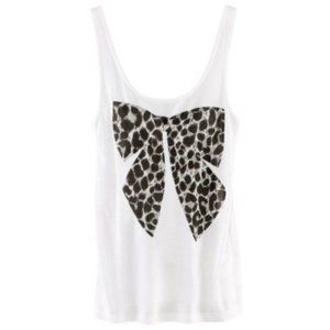 H&M Divided White Tank Top With Leopard Print Bow